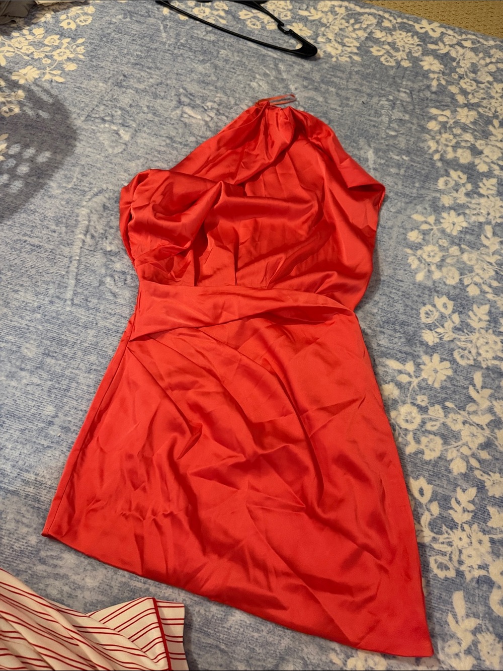 DO+BE Vibrant Red/orange Satin Halter Mini Dress
